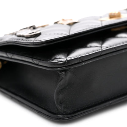 Chanel Aged Calfskin Quilted Lucky Charms 2.55 Reissue Wallet On Chain WOC Black 10 of 11