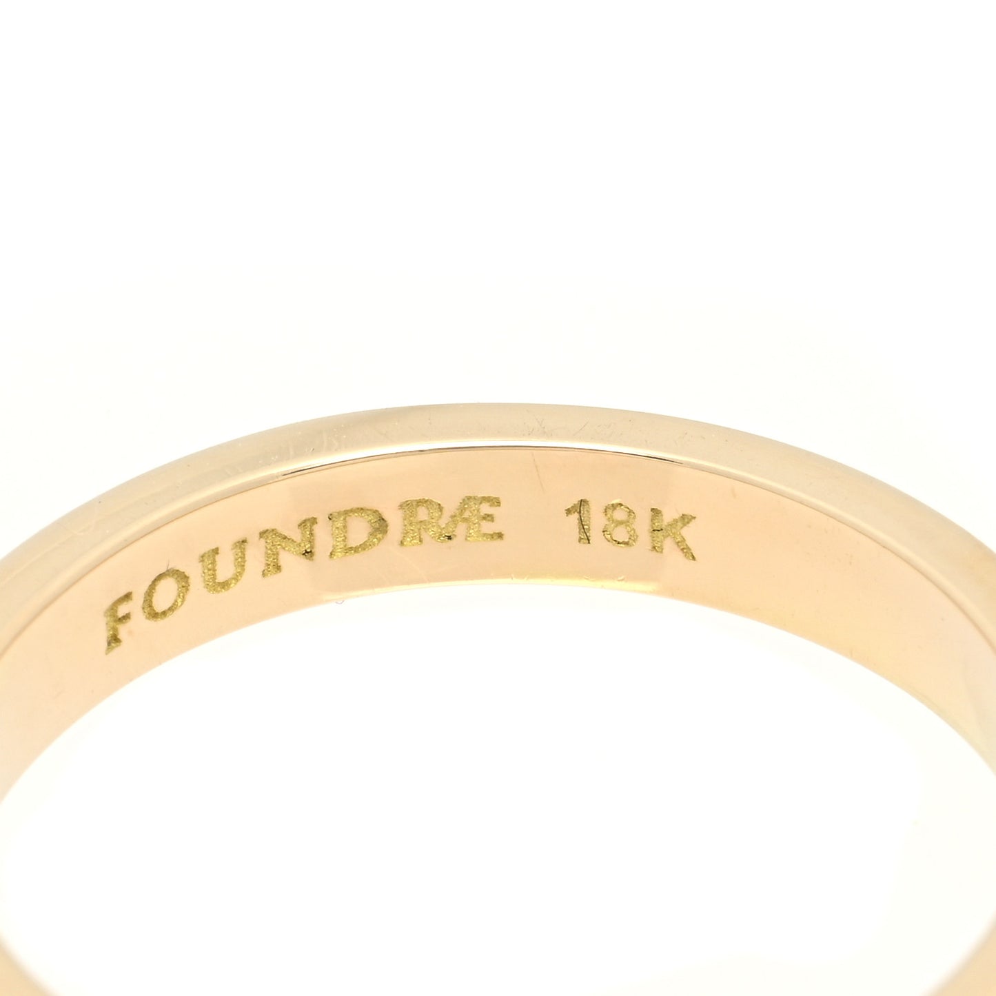 18K Yellow Gold Champleve Enamel Thin Amate Love Band Ring White 53 6.5