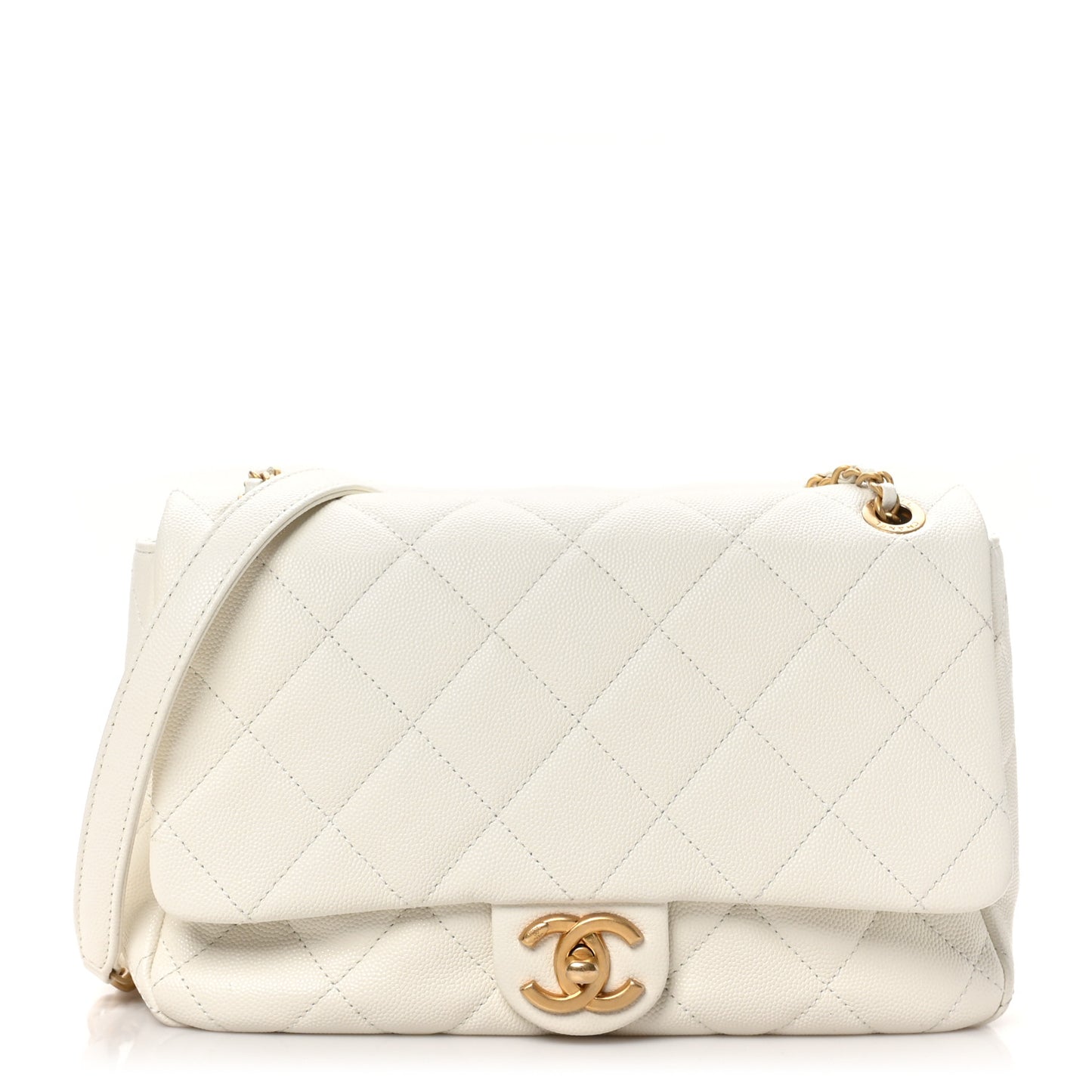 Caviar Quilted Mini Flap White