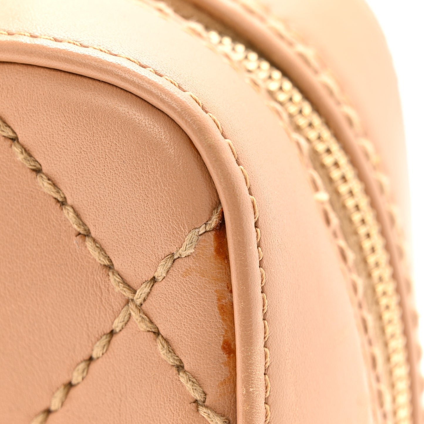 Calfskin Contrast Stitch Surpique Bowler Beige