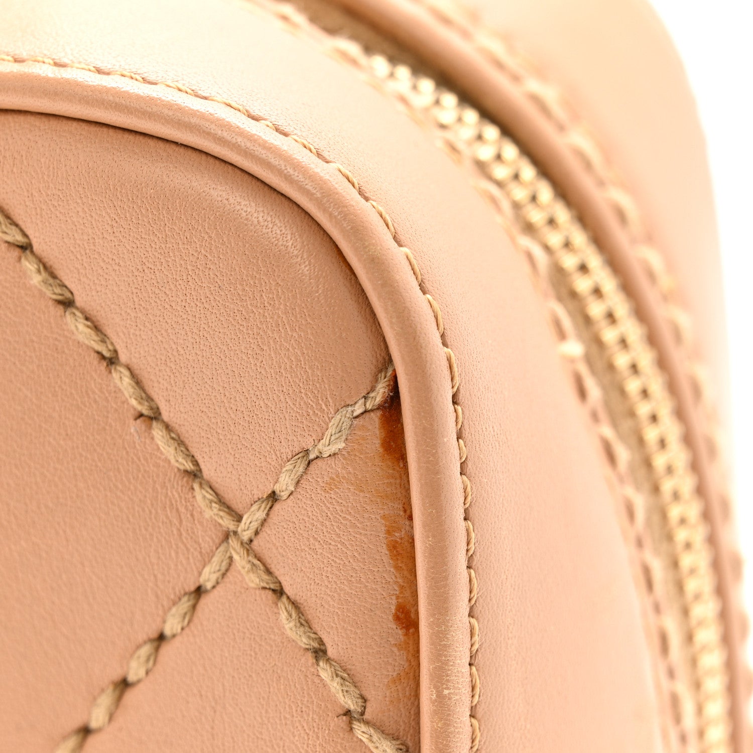 Chanel Calfskin Contrast Stitch Surpique Bowler Beige 19 of 21