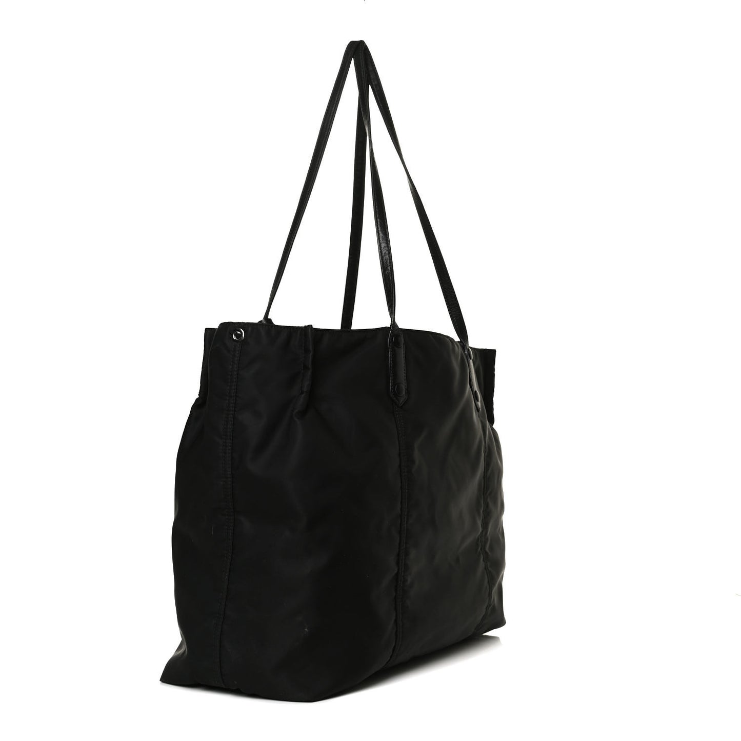 Tessuto Nylon Glace Calfskin Etiquette Tote Black