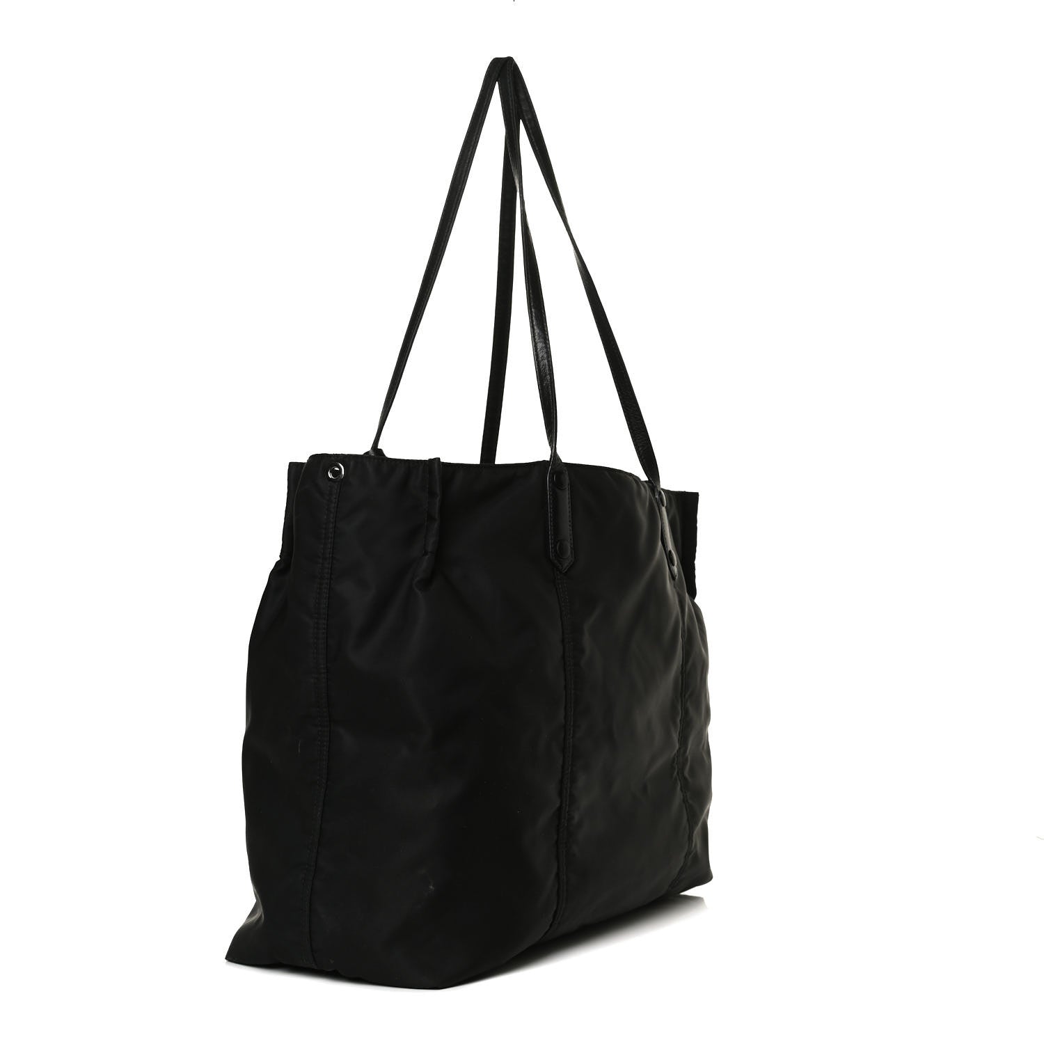 Prada Tessuto Nylon Glace Calfskin Etiquette Tote Black 3 of 16