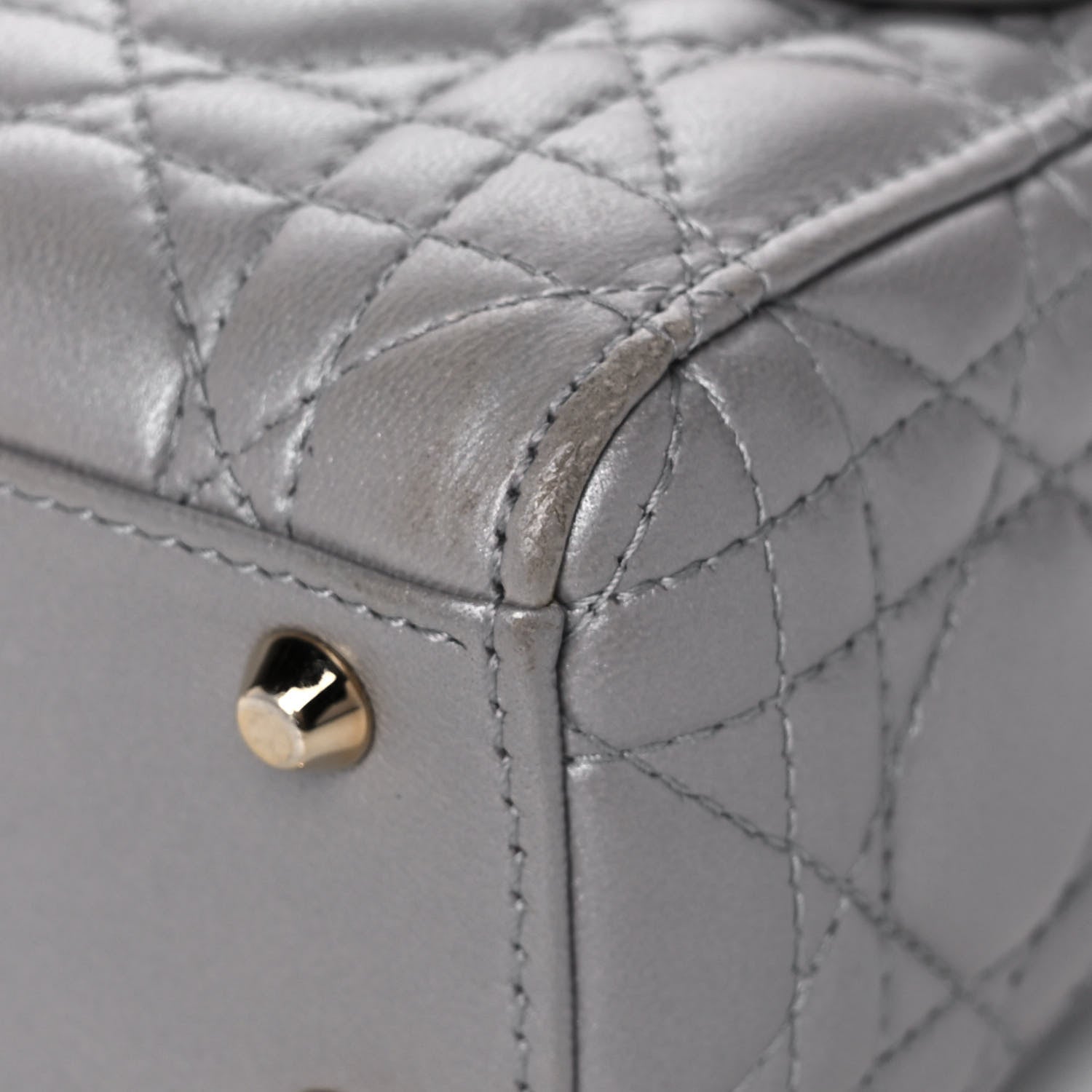 Christian Dior Metallic Lambskin Cannage Mini Lady Dior Grey 11 of 20