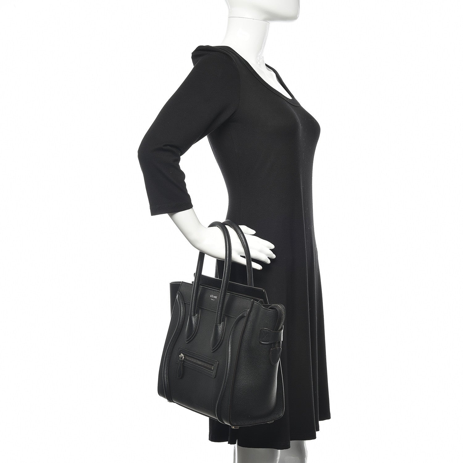 Celine Drummed Calfskin Micro Luggage Black 2 of 12