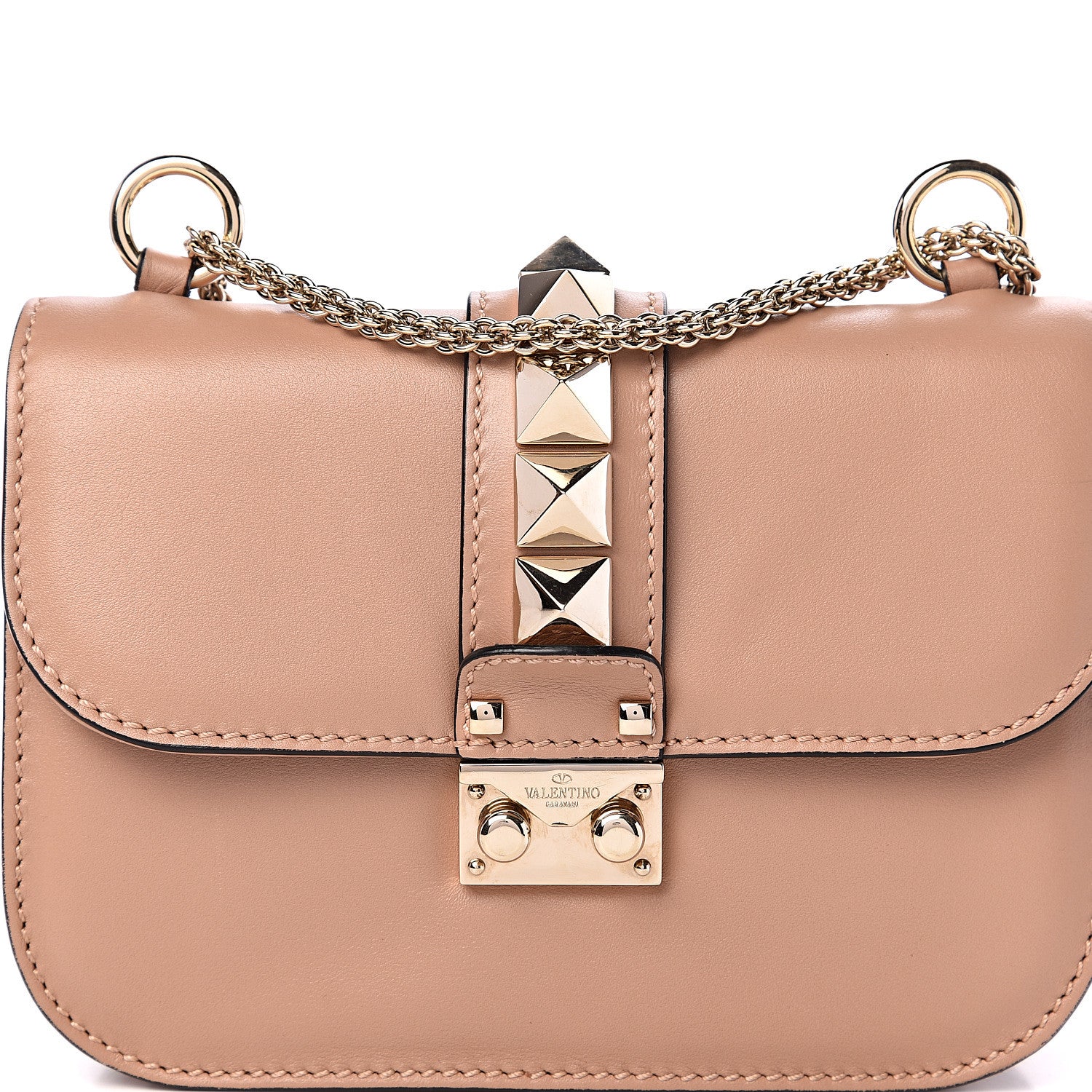 Valentino Garavani Vitello Small Glam Lock Rockstud Flap Soft Noisette 8 of 8