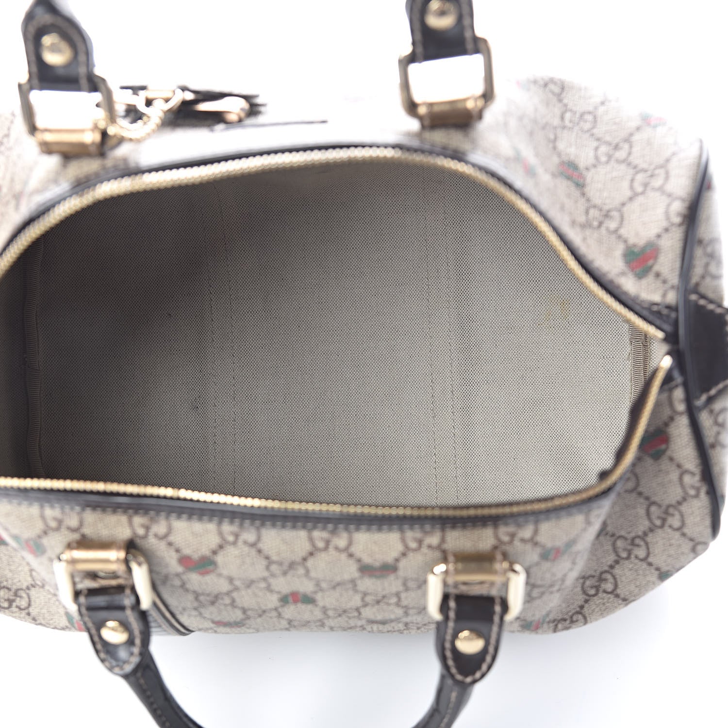 Gucci GG Plus Monogram Hearts Medium Joy Boston Dark Brown 5 of 14