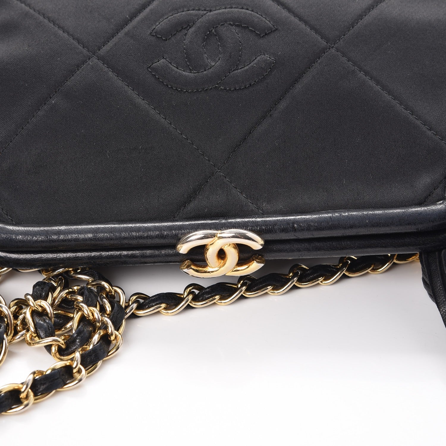 Chanel Satin Quilted Tassel Frame Crossbody Black 11 of 11
