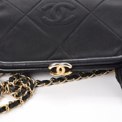 Chanel Satin Quilted Tassel Frame Crossbody Black 11 of 11