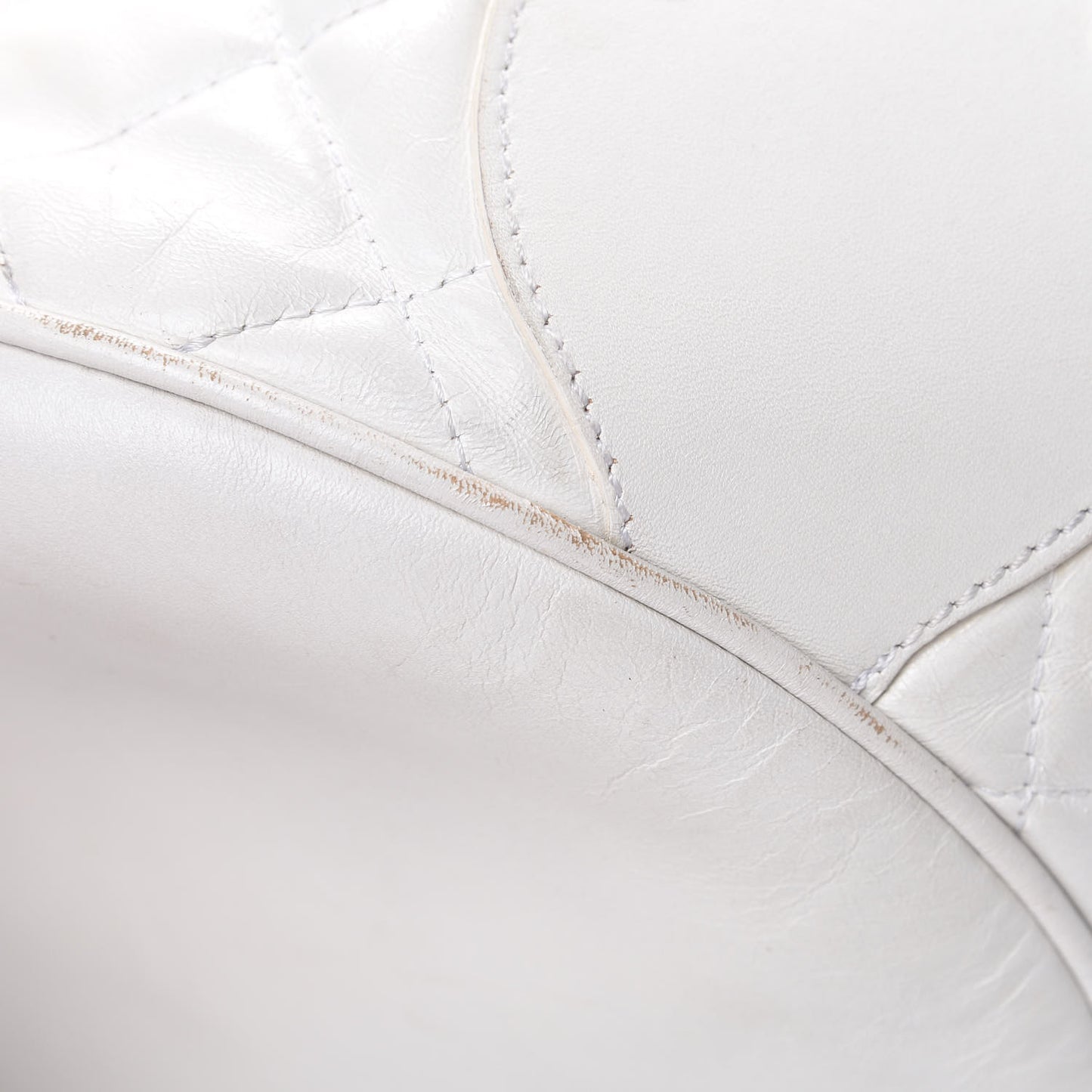 Calfskin Quilted Bucket Shoulder Bag White