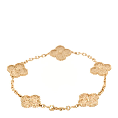 Van Cleef & Arpels 18K Yellow Gold 5 Motifs Vintage Alhambra Bracelet 3 of 5