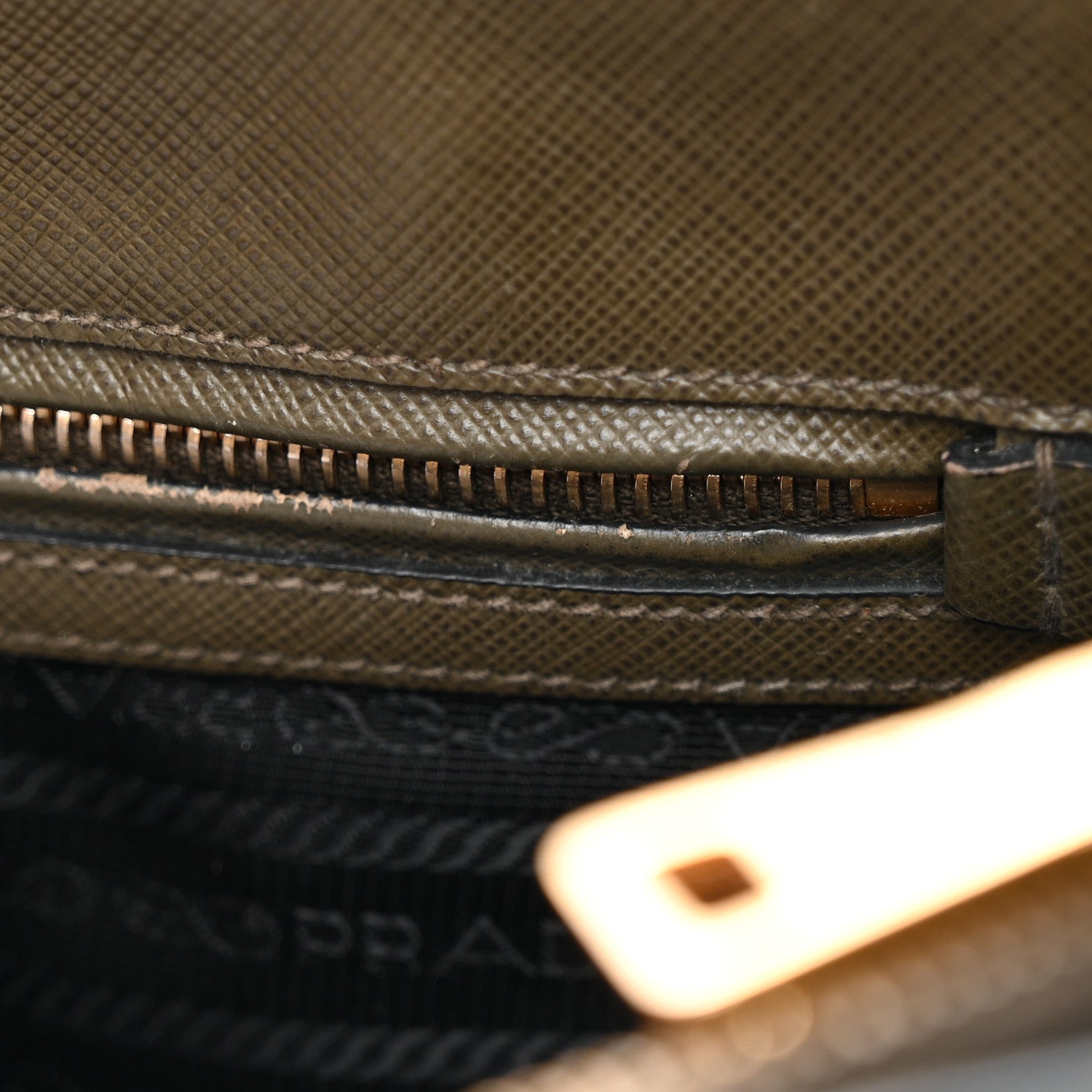 Prada Saffiano Lux Bi-Color Medium Tote Militare Black 11 of 12