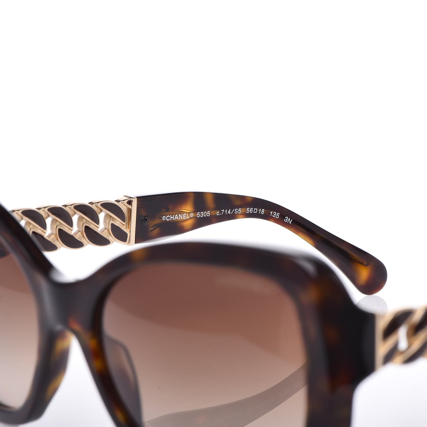 Acetate Metal Chain Square Sunglasses 5305 Brown