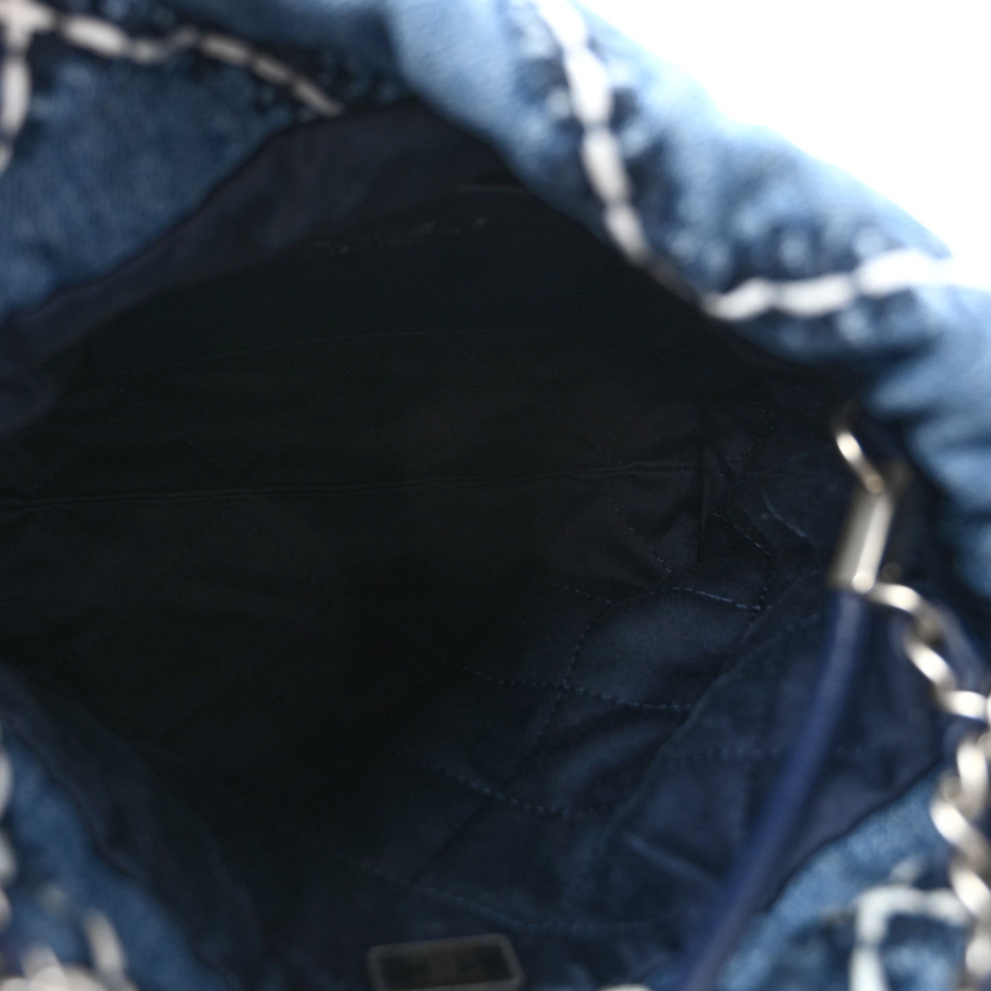 Denim Stitched Quilted Mini Chanel 22 Blue