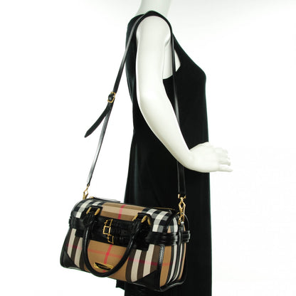 Burberry House Check Bridle Calfskin Medium Alchester Bowling Bag Black 2 of 7
