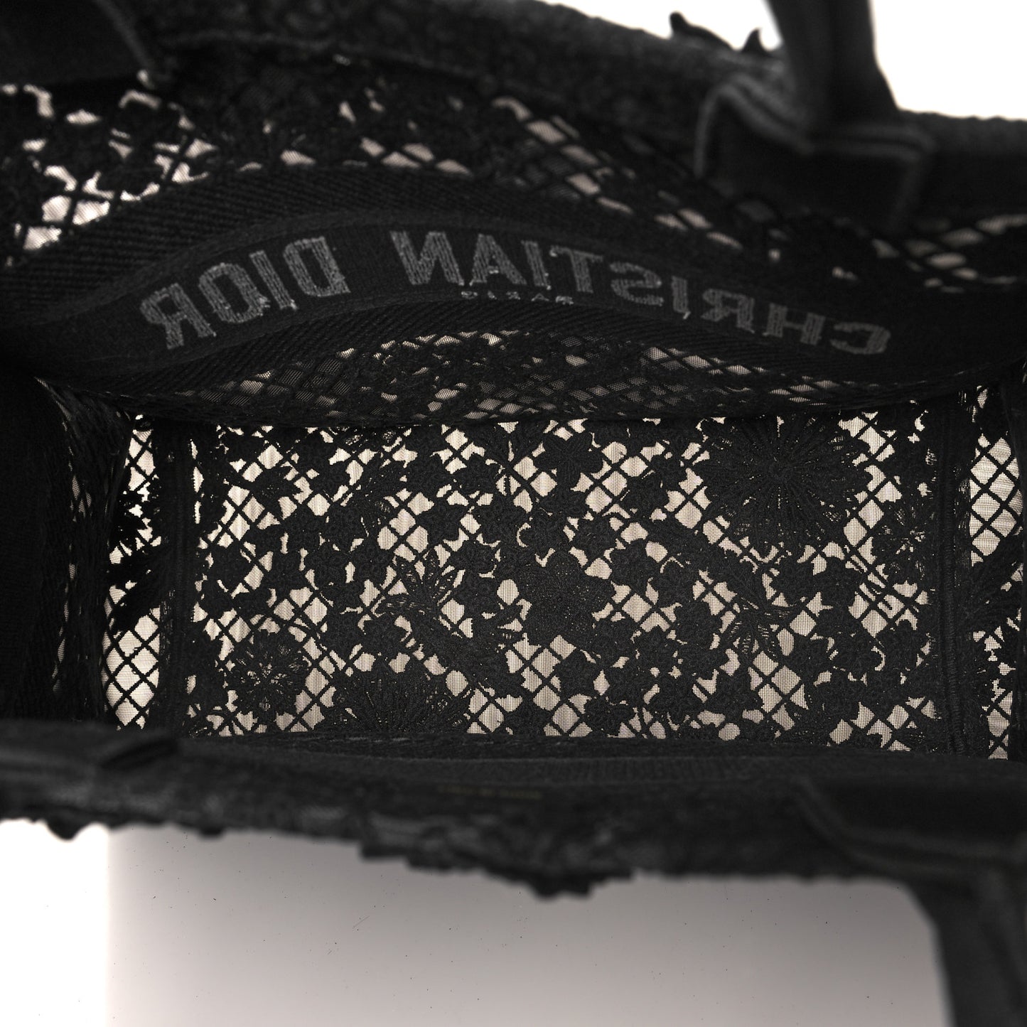 Embroidered 3D Macrame D-Lace Butterfly Medium Book Tote Black Multicolor