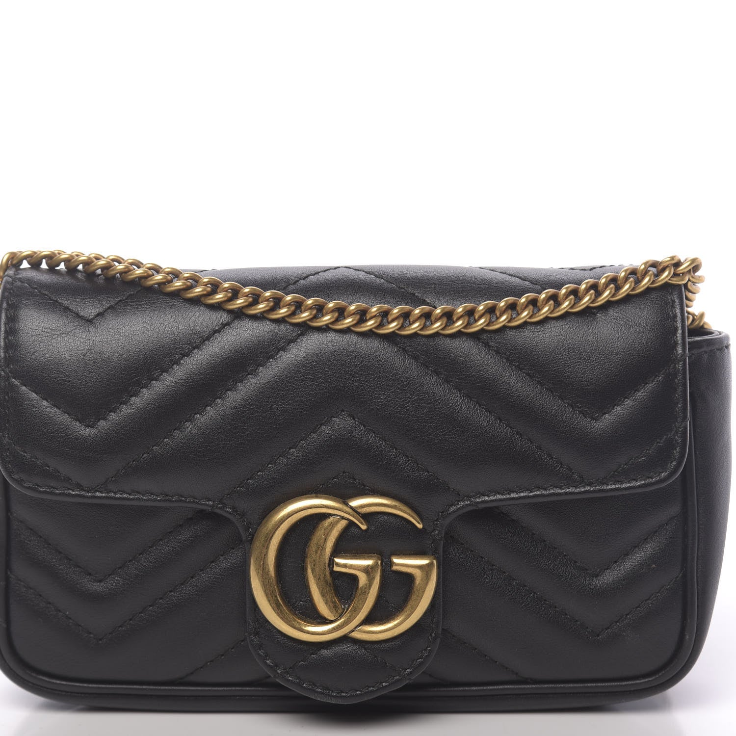 Gucci Calfskin Matelasse Super Mini GG Marmont Shoulder Bag Black 11 of 11