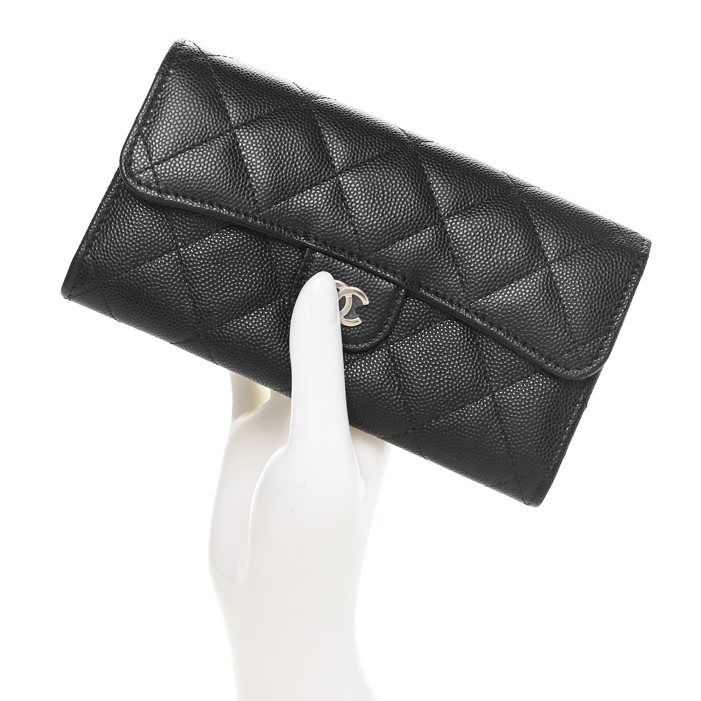 Caviar Quilted Medium Flap Wallet Black