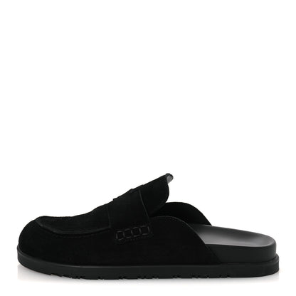 Hermes Suede Calfskin Go Mules 39 Black 1 of 12