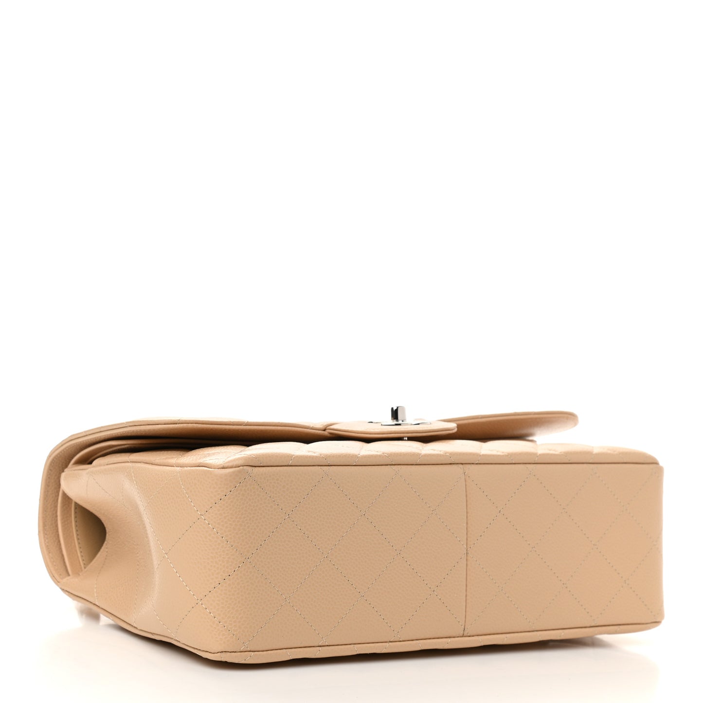 Caviar Quilted Jumbo Double Flap Beige Clair