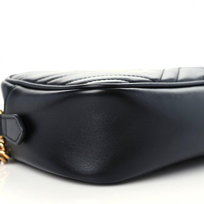 Gucci Calfskin Matelasse Small GG Marmont Chain Shoulder Bag Black 9 of 11