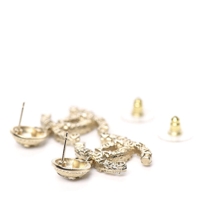 Chanel Crystal CC Drop Earrings Gold 3 of 5