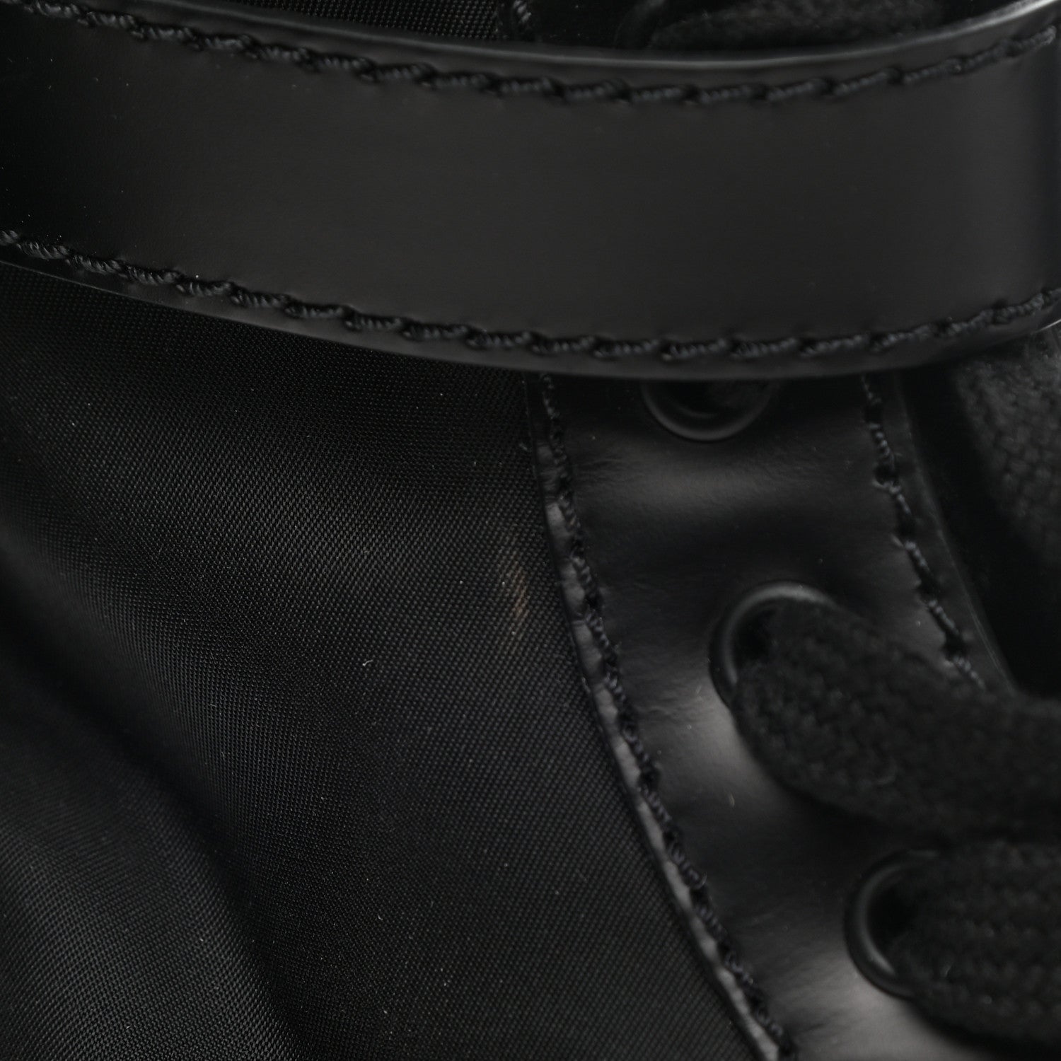 Prada Spazzolato Rois Re-Nylon Metal Triangle Logo Mens Monolith Pouch Pocket 60mm Combat Boots 7 Black 10 of 14