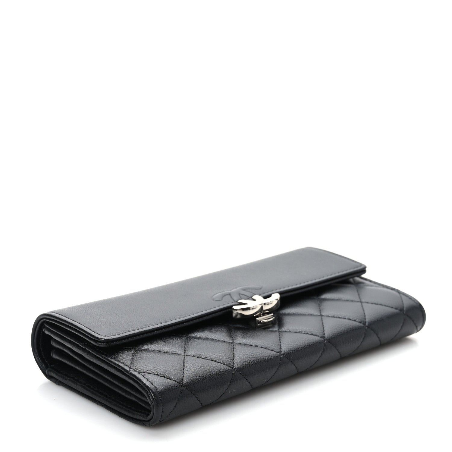 Chanel Grained Calfskin Quilted CC Box Flap Wallet Black 4 of 8