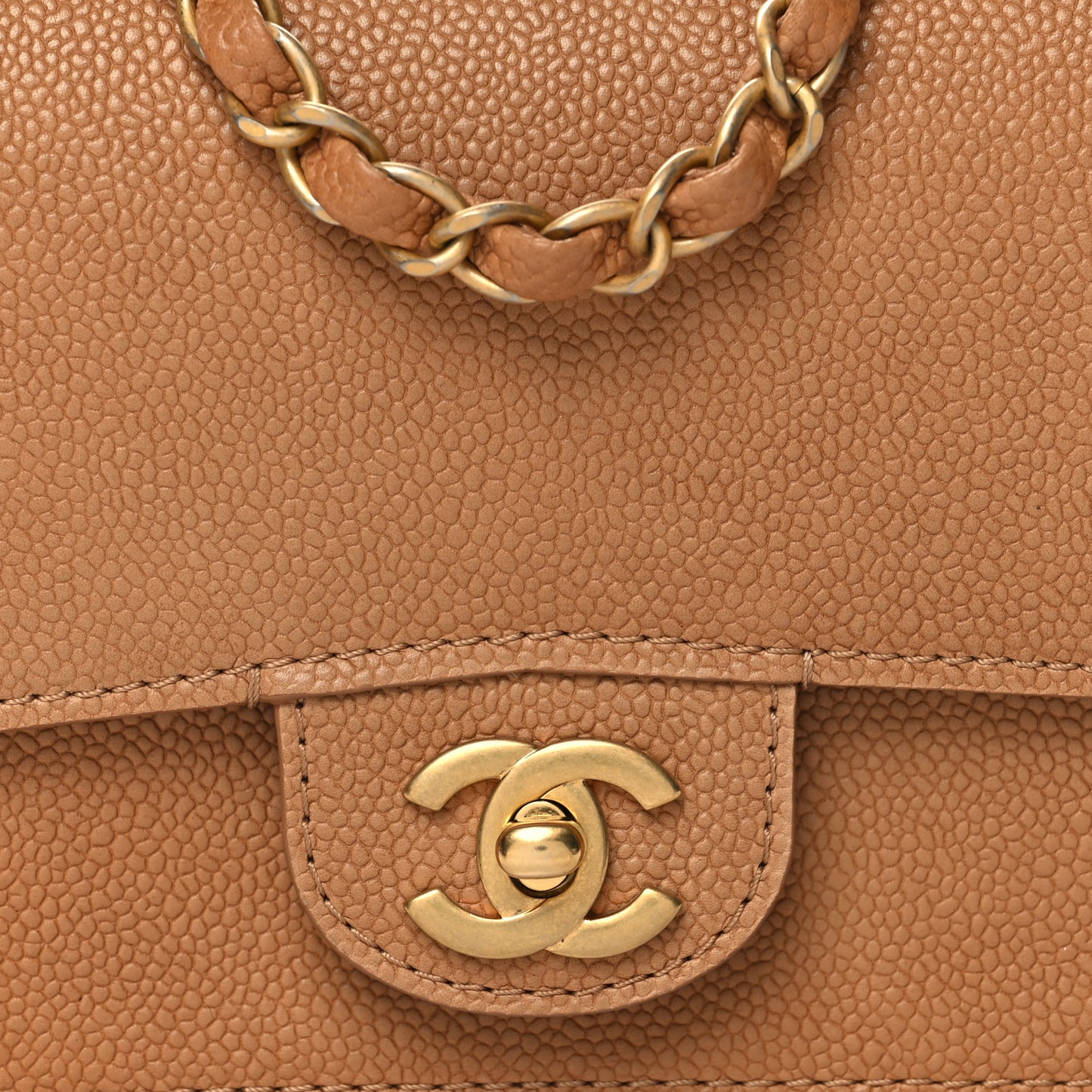 Grained Calfskin Mini Square Classic Pure Flap Brown