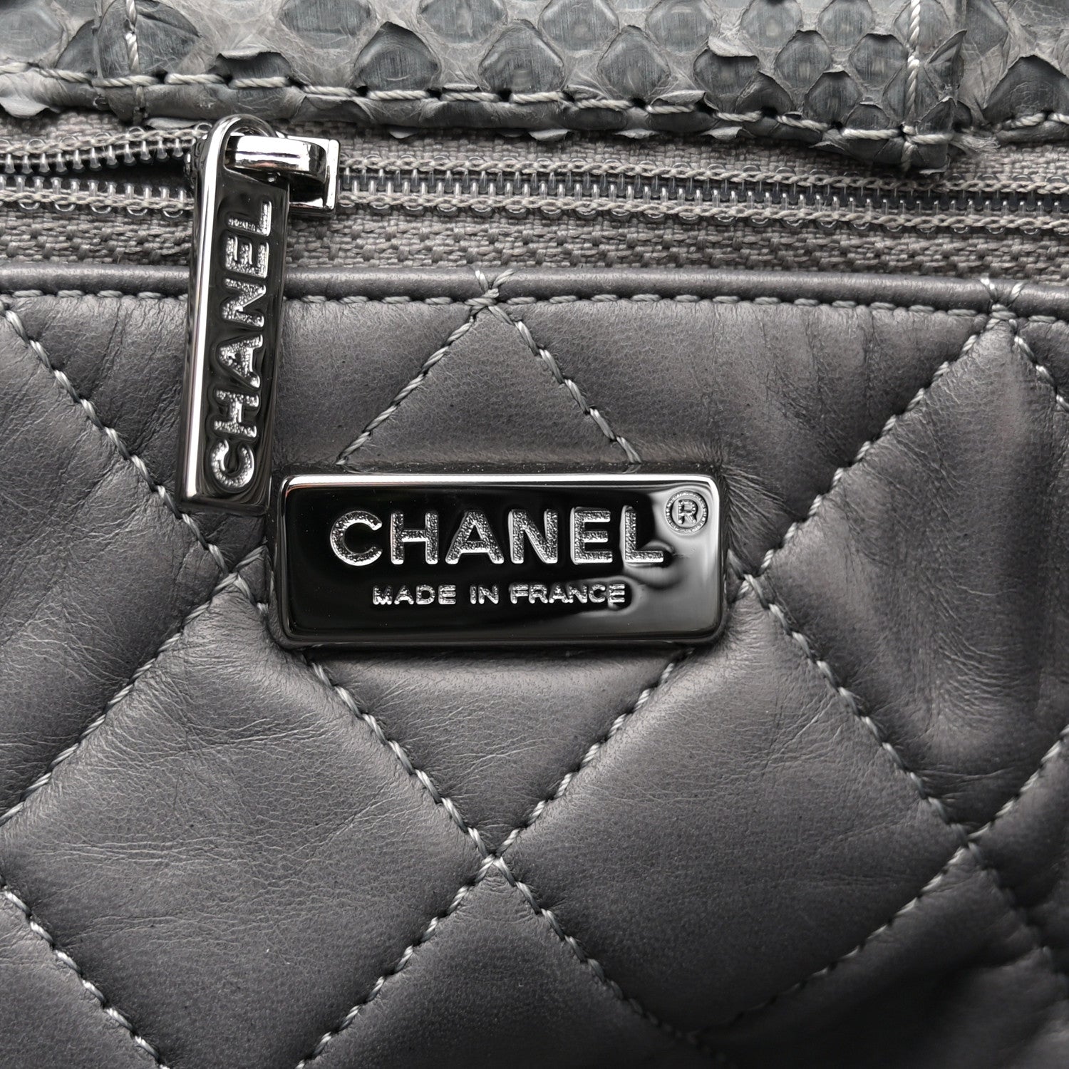 Chanel Snakeskin Executive Cerf Shopper Tote Grey 6 of 12