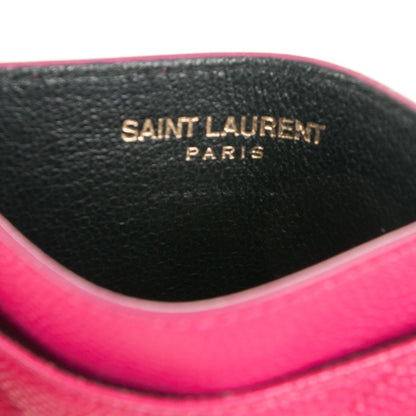 Saint Laurent Grain De Poudre Matelasse Chevron Monogram Credit Card Case Lipstick Fuchsia 6 of 7