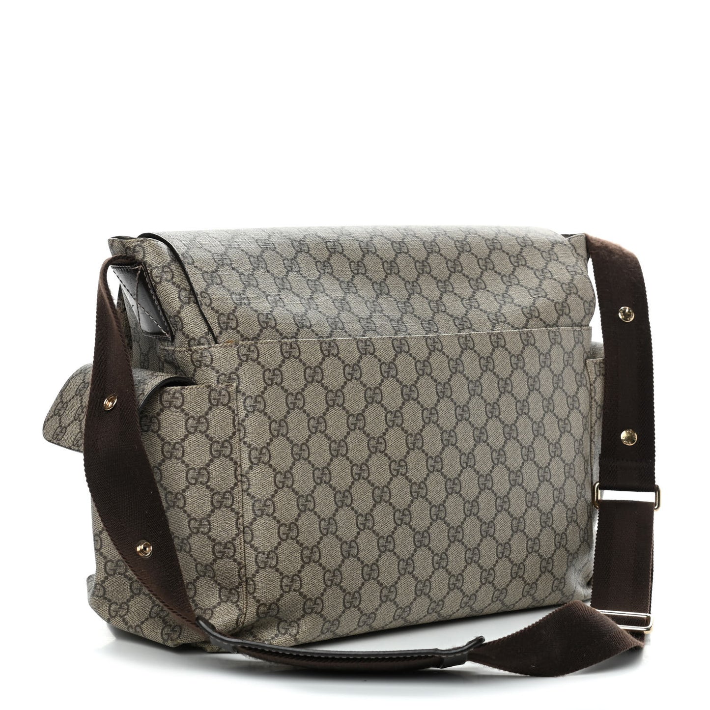 GG Plus Monogram Messenger Diaper Bag Dark Brown