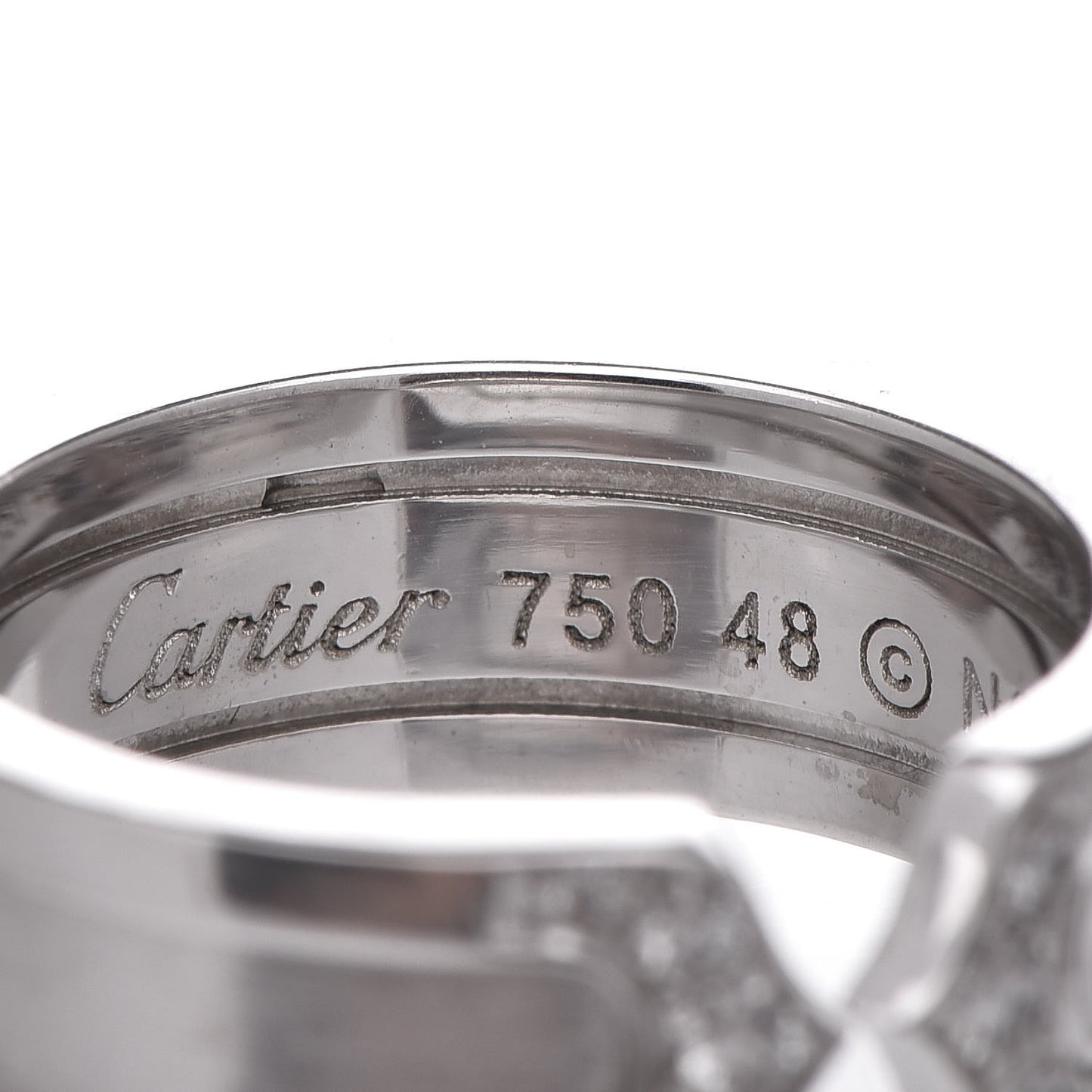18K White Gold Diamond 6.5mm Logo De Ring 48 4.5