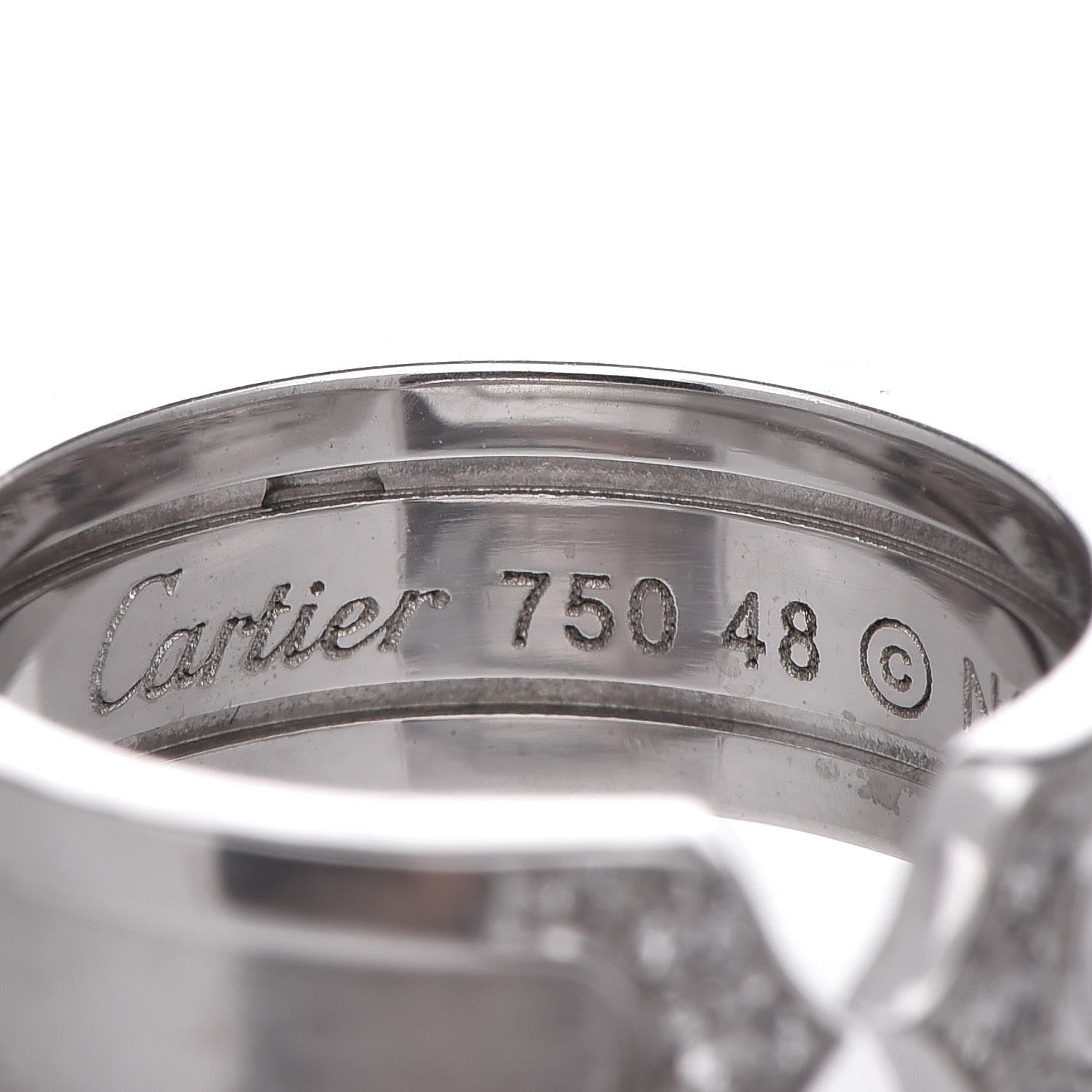 Cartier 18K White Gold Diamond 6.5mm Logo De Ring 48 4.5 4 of 5