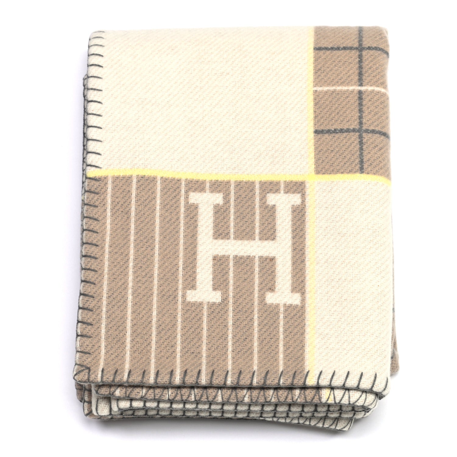 Hermes Wool Cashmere Avalon Passe-Passe Blanket Naturel 1 of 3