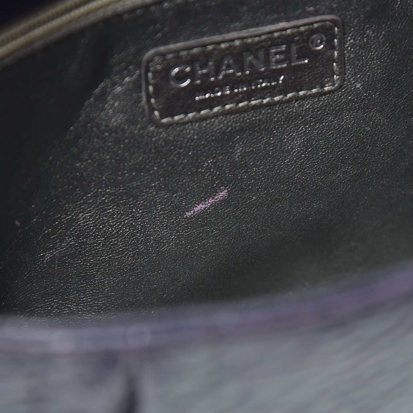 Distressed Lambskin Lady Braid Flap Dark Purple