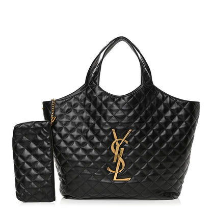 Saint Laurent Lambskin Quilted Maxi Icare Shopping Tote Black 1 of 12