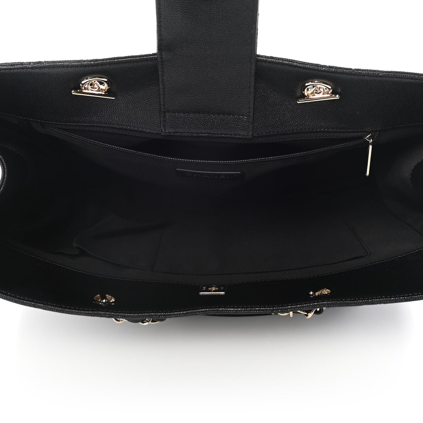 Caviar Quilted Large Shopping Tote Black