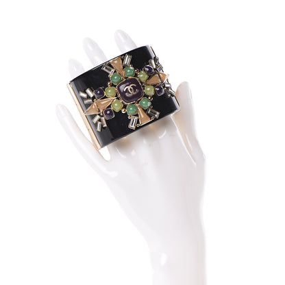Chanel Resin Enamel CC Cabochon Cuff Black Multicolor 2 of 7