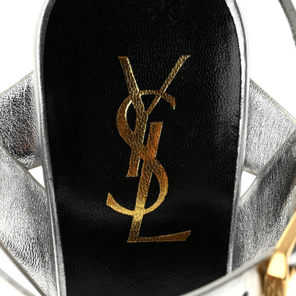 Saint Laurent Metallic Calfskin Tribute 105 Platform Sandals 37 Silver 7 of 10
