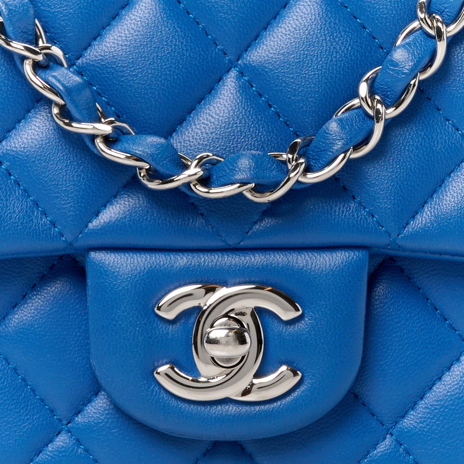Chanel Lambskin Quilted Mini Square Flap Blue 9 of 11