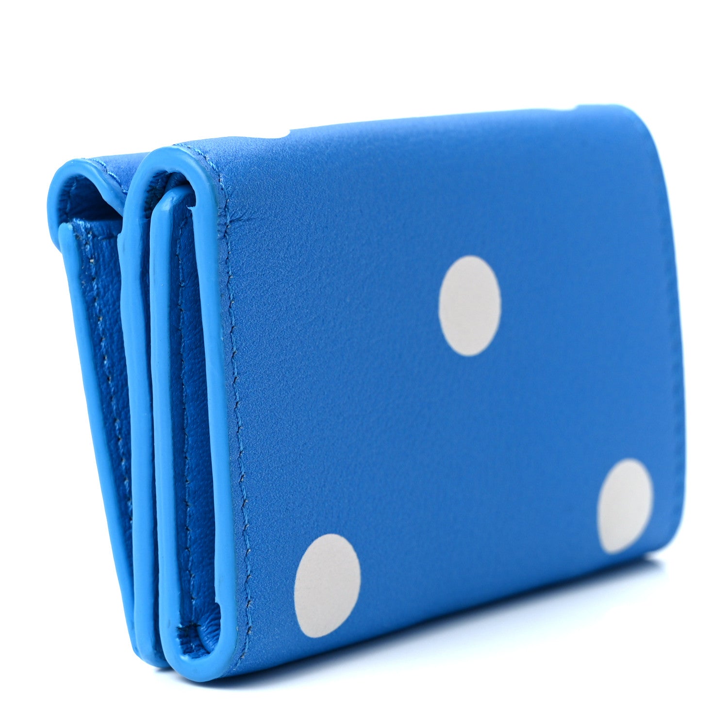 Balenciaga Calfskin Polka Dot Mini Papier Wallet Blue White 2 of 12