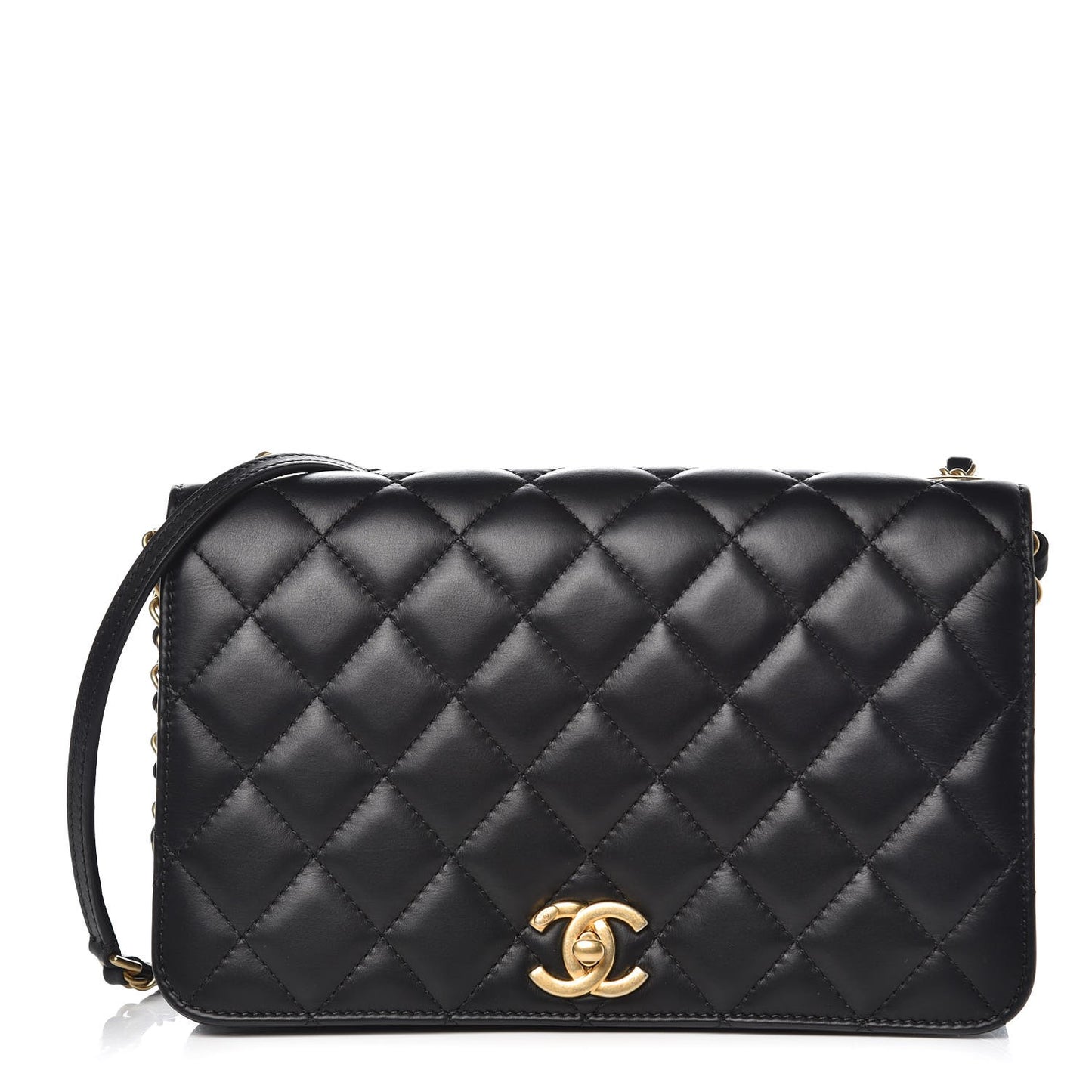 Calfskin Quilted Medium Everyday Chic Single Flap Black