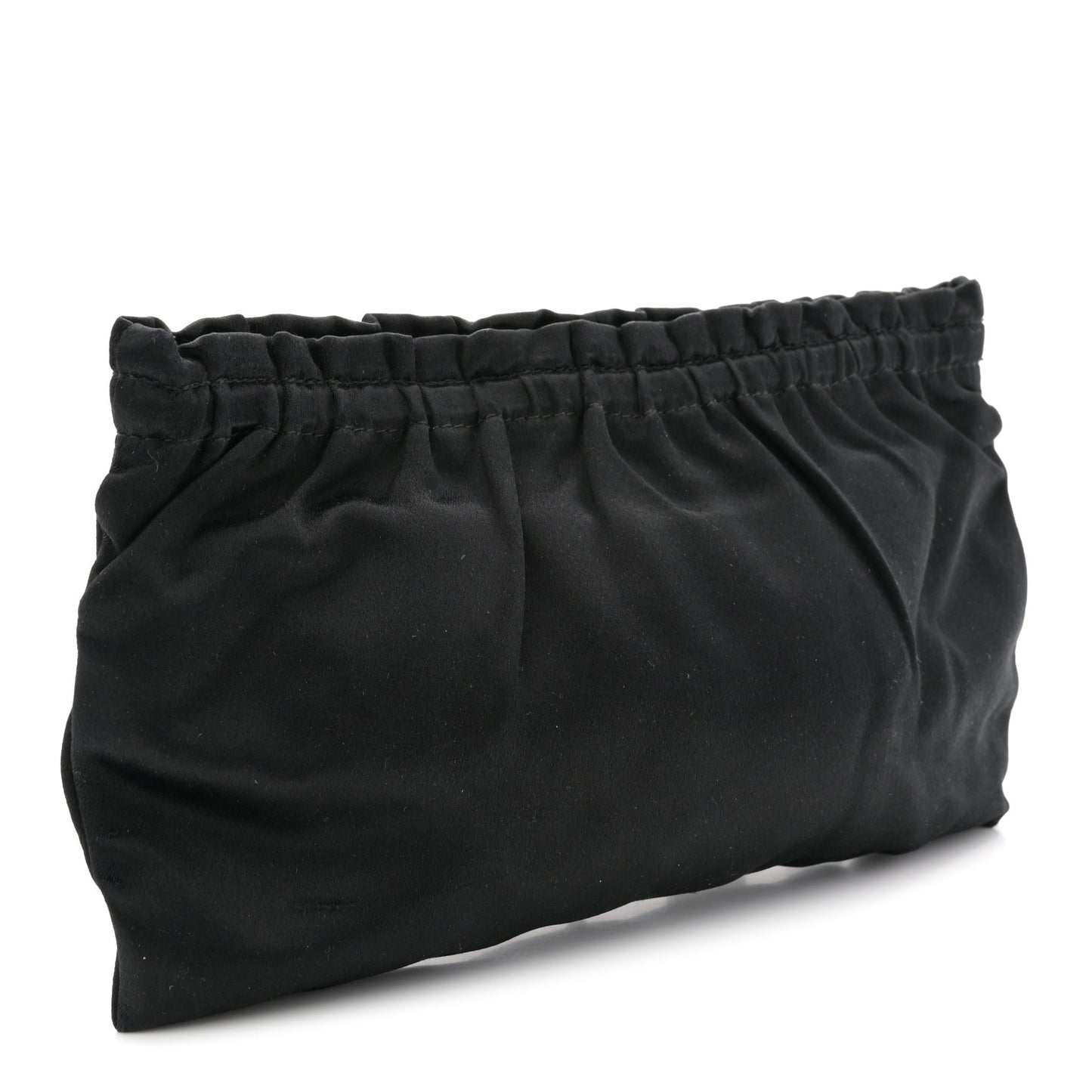 Nylon Ruffle Velcro Cosmetic Pouch Black
