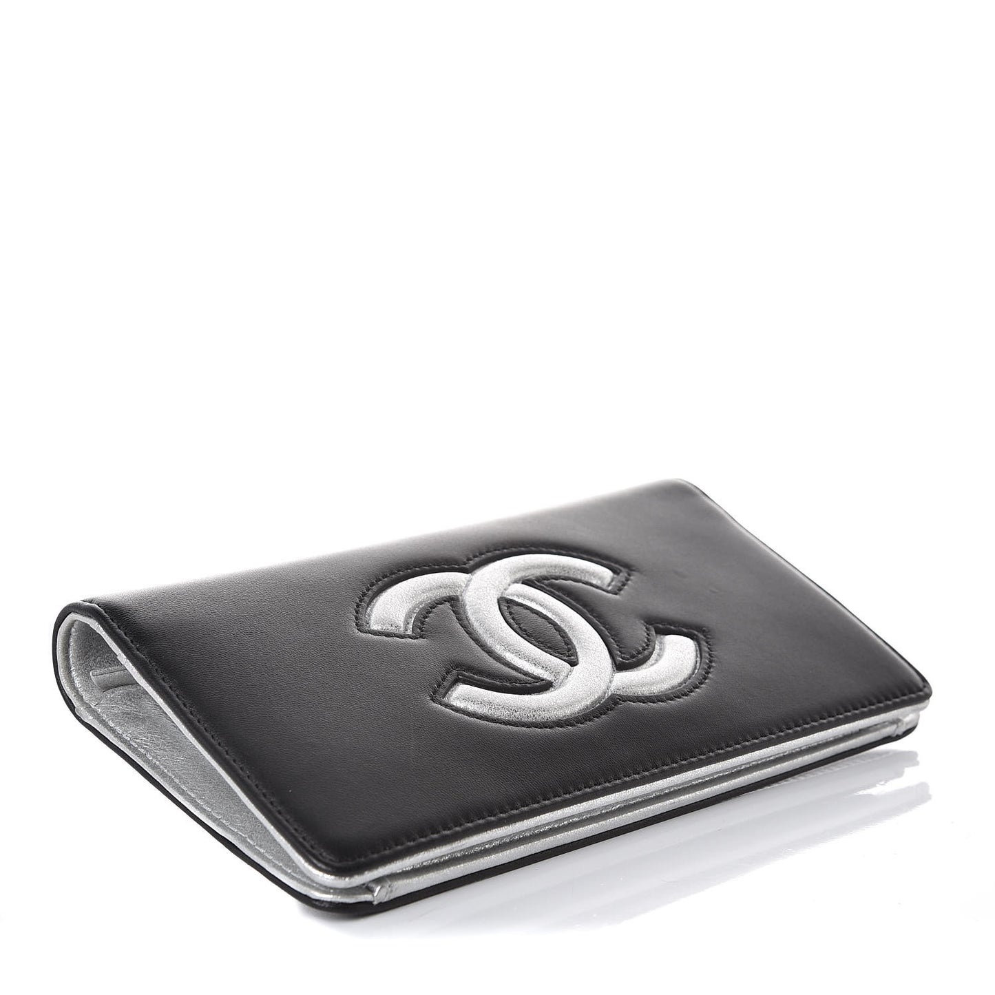 Lambskin Timeless CC Yen Wallet Black Silver