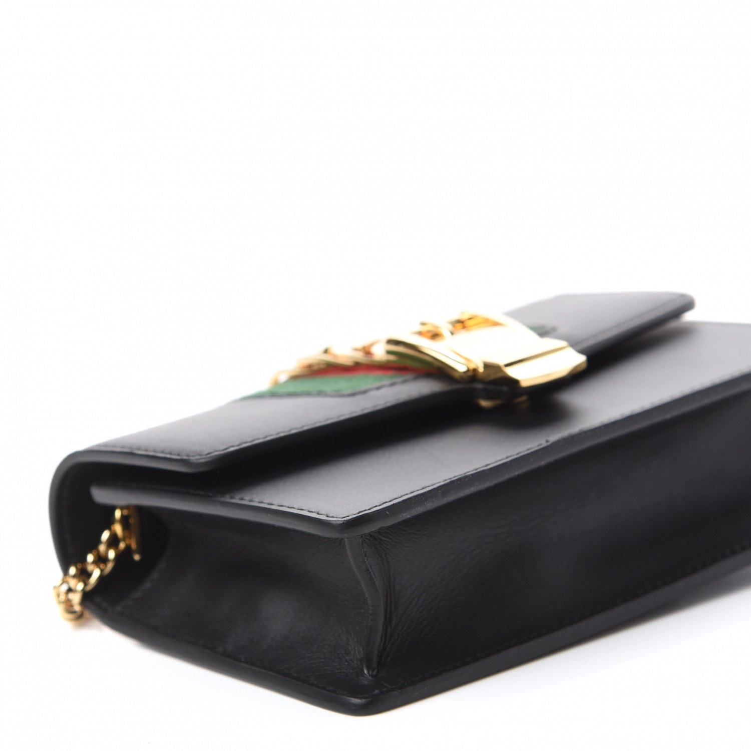Gucci Calfskin Super Mini Sylvie Chain Shoulder Bag Black 6 of 10