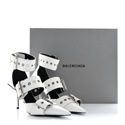 Balenciaga Shiny Kidskin Point Toe Buckle Pumps 37.5 White 11 of 11