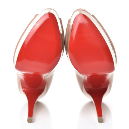 Christian Louboutin Patent Lady Peep 150 Pumps 37.5 Nude 5 of 9