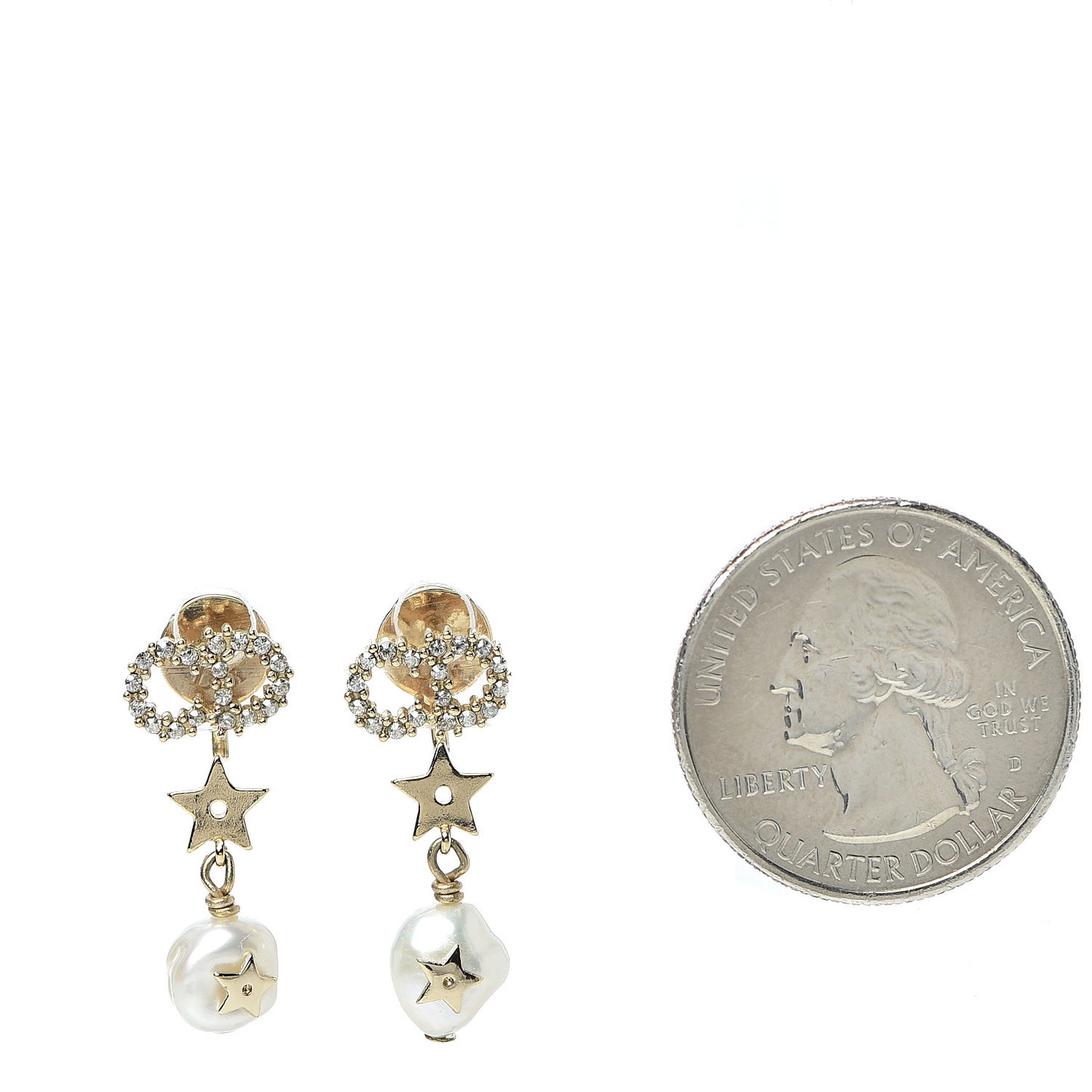 Crystal Pearl Shiny-D Earrings Gold