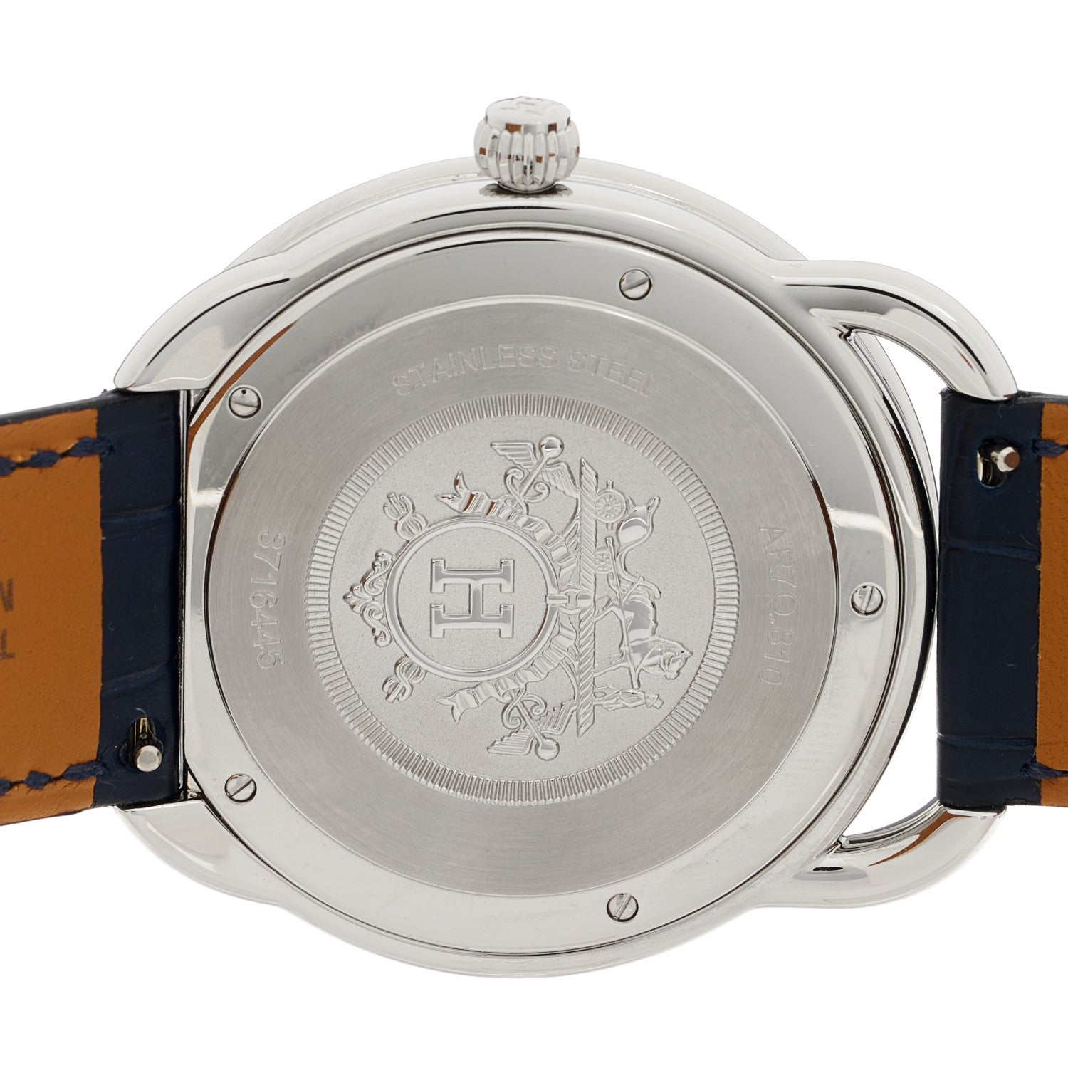 Hermes Stainless Steel Alligator 40mm Arceau Quartz Watch Bleu Abysse 5 of 6
